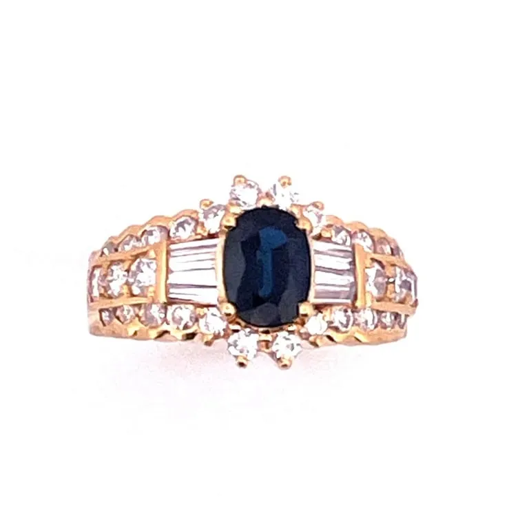 Bague en or jaune 18 carats avec saphir et diamants sold by 58 Facettes product image thumbnail 3