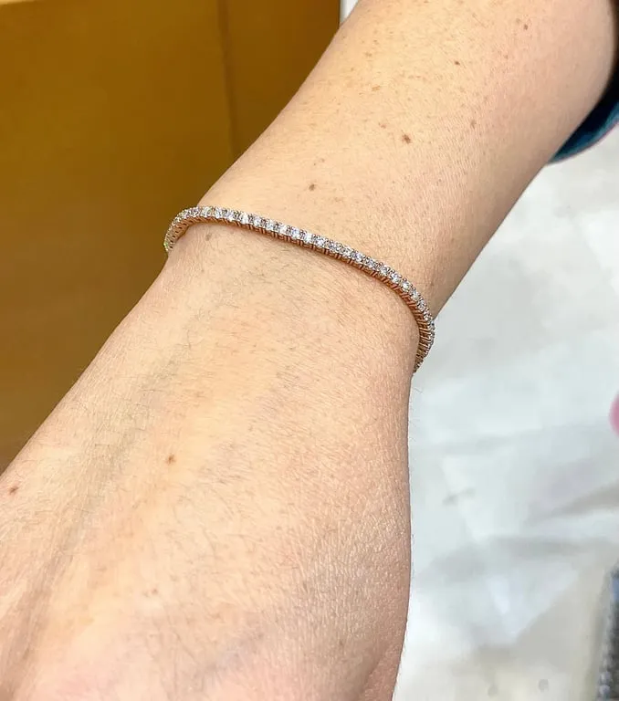 Bracelet tennis en or rose 18 carats et diamants sold by 58 Facettes product image thumbnail 2