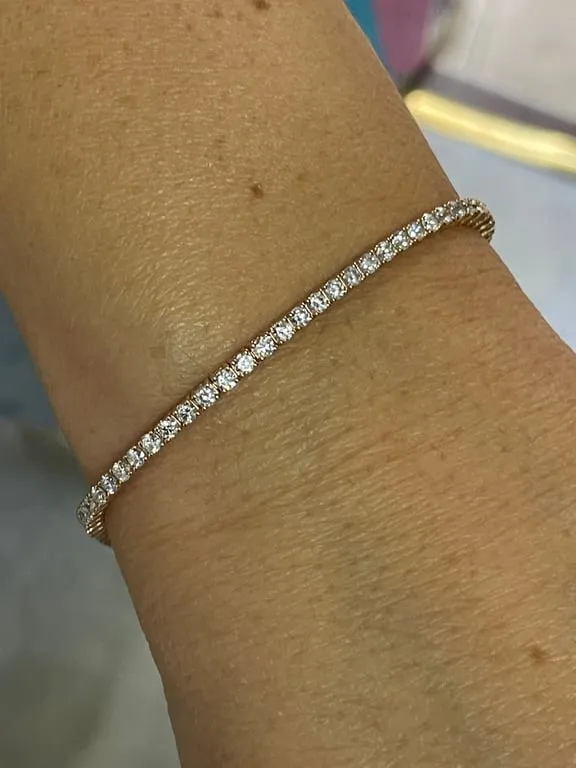 Bracelet tennis en or rose 18 carats et diamants sold by 58 Facettes product image thumbnail 3