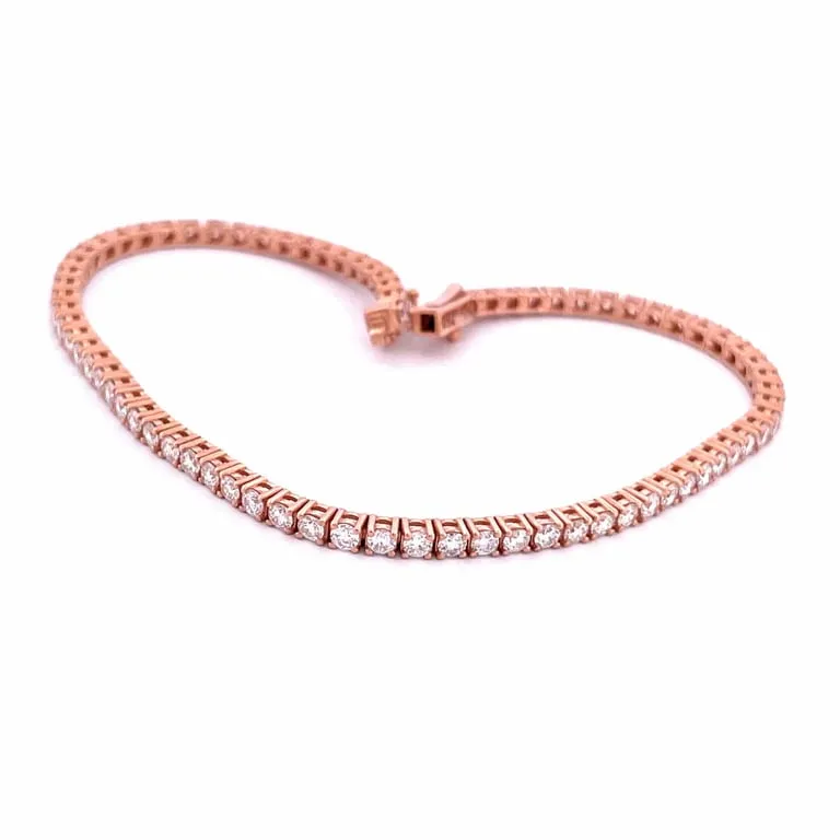 Bracelet tennis en or rose 18 carats et diamants sold by 58 Facettes product image thumbnail 4