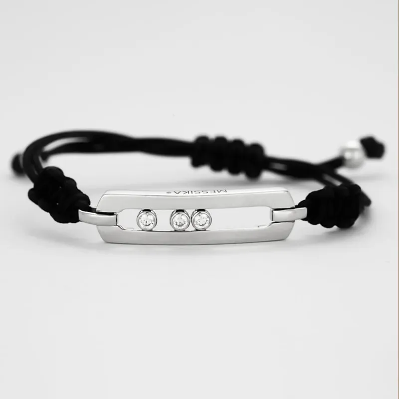 MESSIKA - MOVE L - Bracelet cordon noir, or blanc et diamants sold by 58 Facettes
