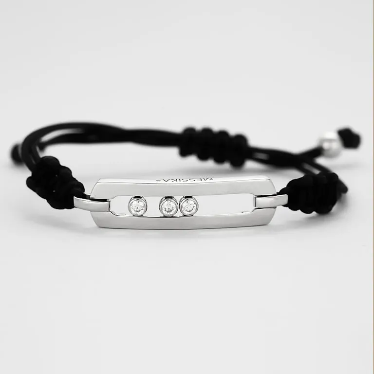 MESSIKA - MOVE L - Bracelet cordon noir, or blanc et diamants sold by 58 Facettes