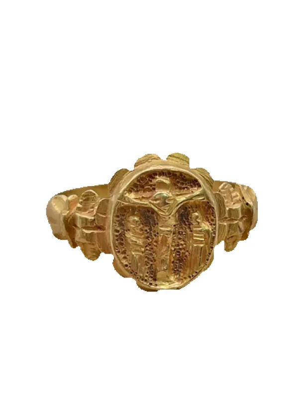 Bague chevalière motif Jésus-Christ byzantin en or jaune 18 carats sold by 58 Facettes