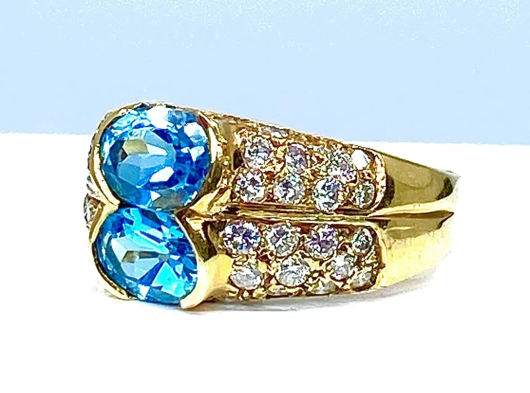 Bague bandeau en or jaune 18 carats avec topazes et diamants sold by 58 Facettes product image thumbnail 5