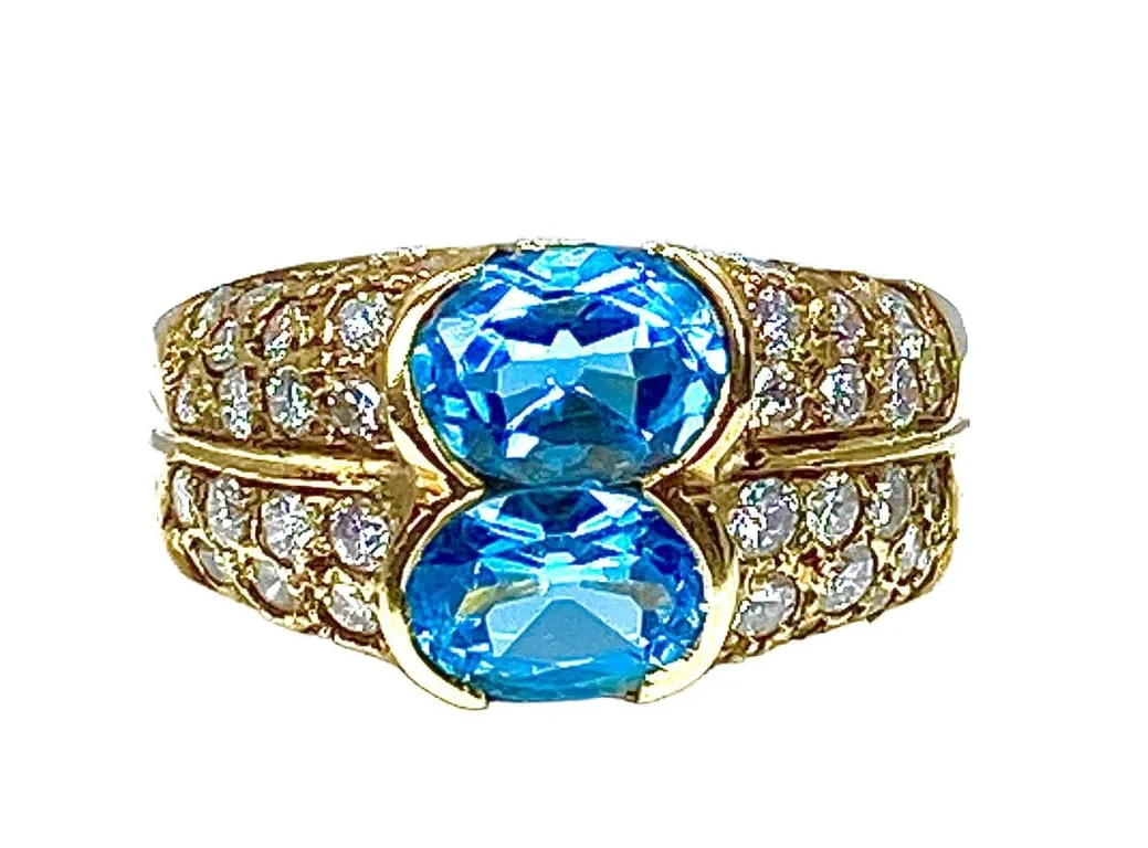 Bague bandeau en or jaune 18 carats avec topazes et diamants sold by 58 Facettes product image thumbnail 3