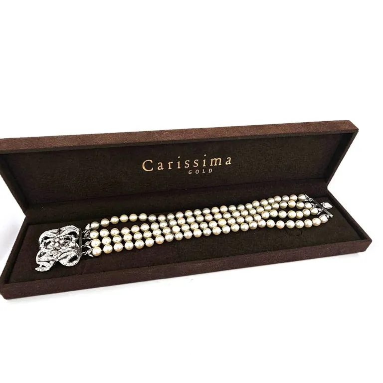 Bracelet de perles avec fermoir en or blanc 18 K et diamants sold by 58 Facettes product image thumbnail 4