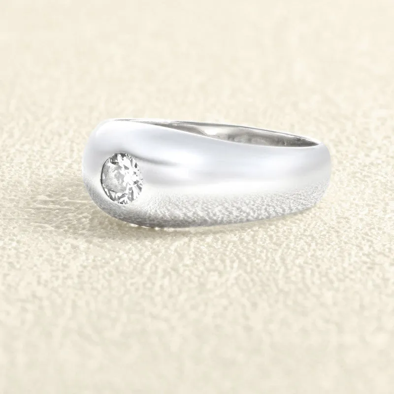 Bague jonc anglais en or gris 750/1000 et diamant 0,30 ct made by 58 Facettes