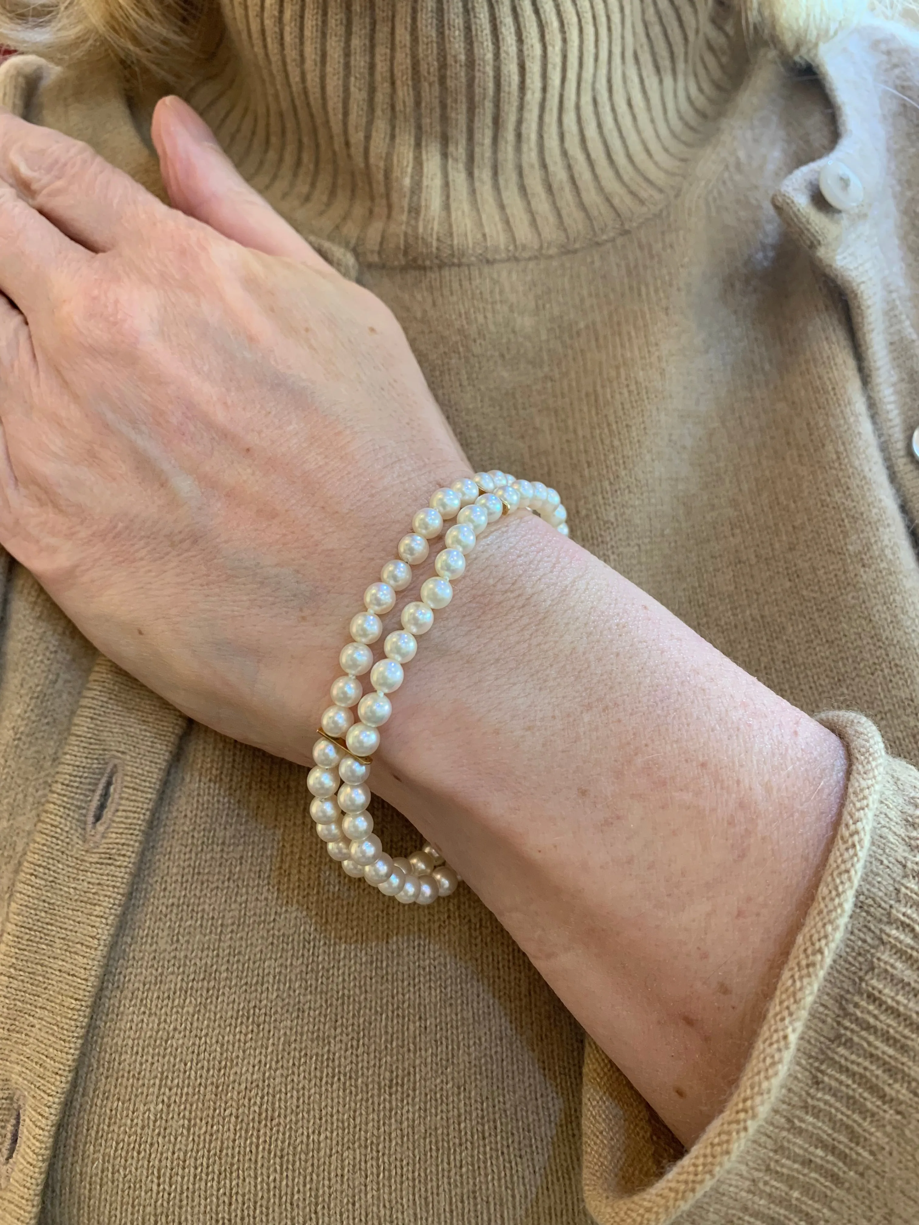 Bracelet 2 rangs de perles en or jaune 18 carats sold by 58 Facettes product image thumbnail 2