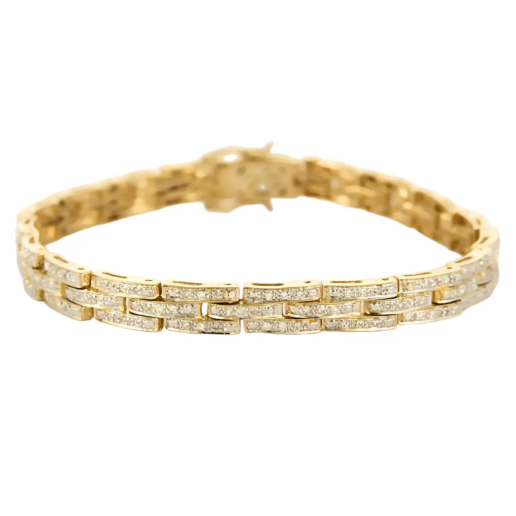 Bracelet en or jaune articulé et diamants sold by 58 Facettes