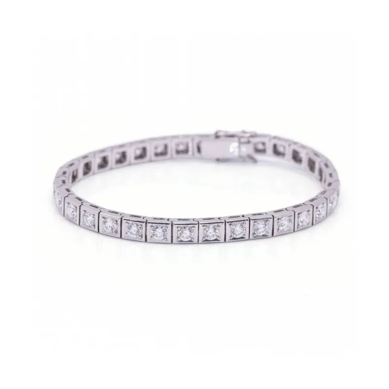 Rivière - Bracelet en or blanc 18 kt et diamants made by 58 Facettes