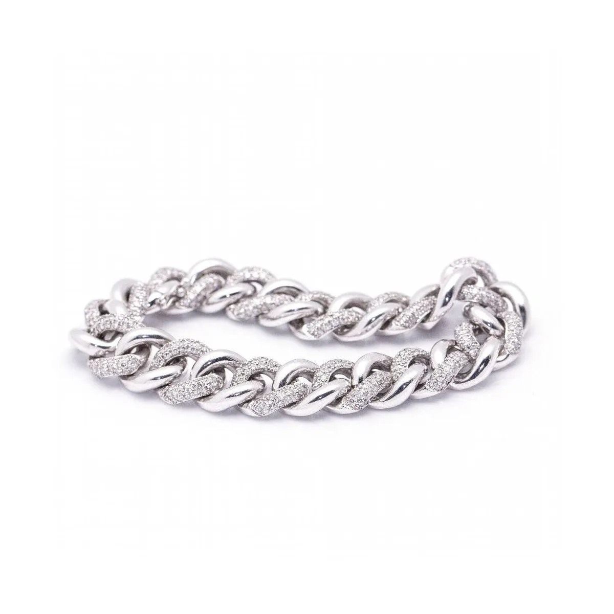 Bracelet à maillons pavés de diamants en or blanc 18 kt sold by 58 Facettes product image thumbnail 3