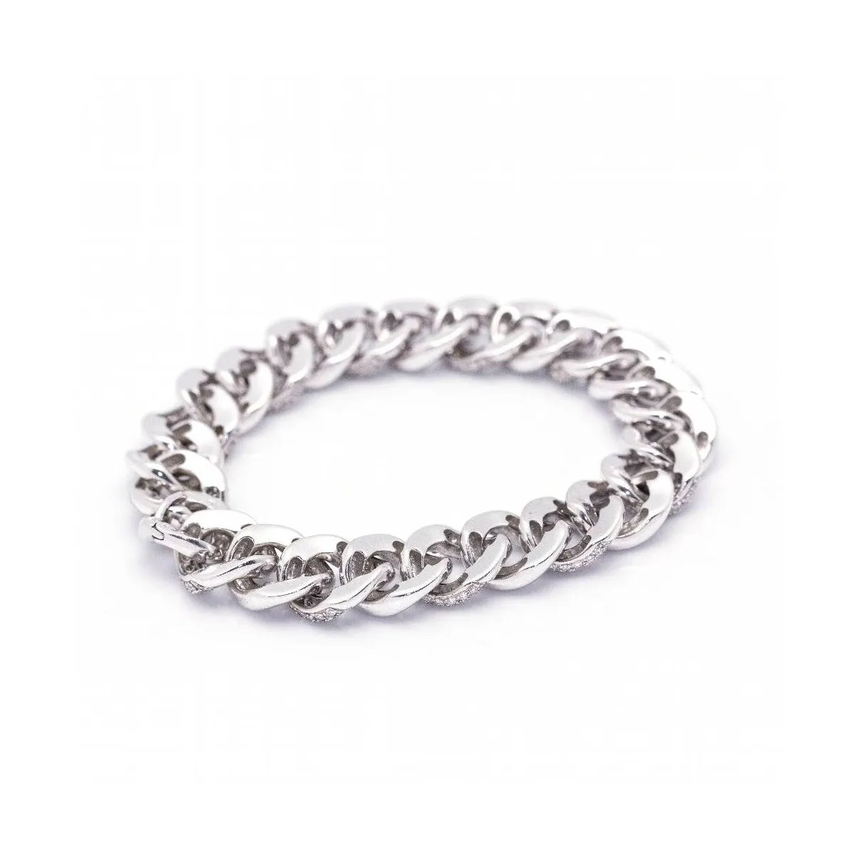 Bracelet à maillons pavés de diamants en or blanc 18 kt sold by 58 Facettes product image thumbnail 4