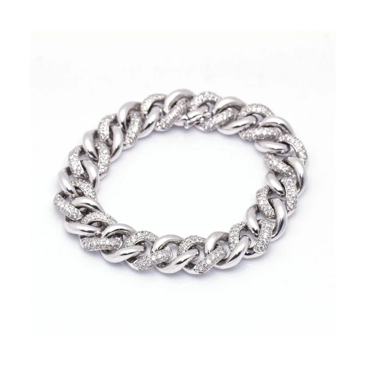 Bracelet à maillons pavés de diamants en or blanc 18 kt sold by 58 Facettes