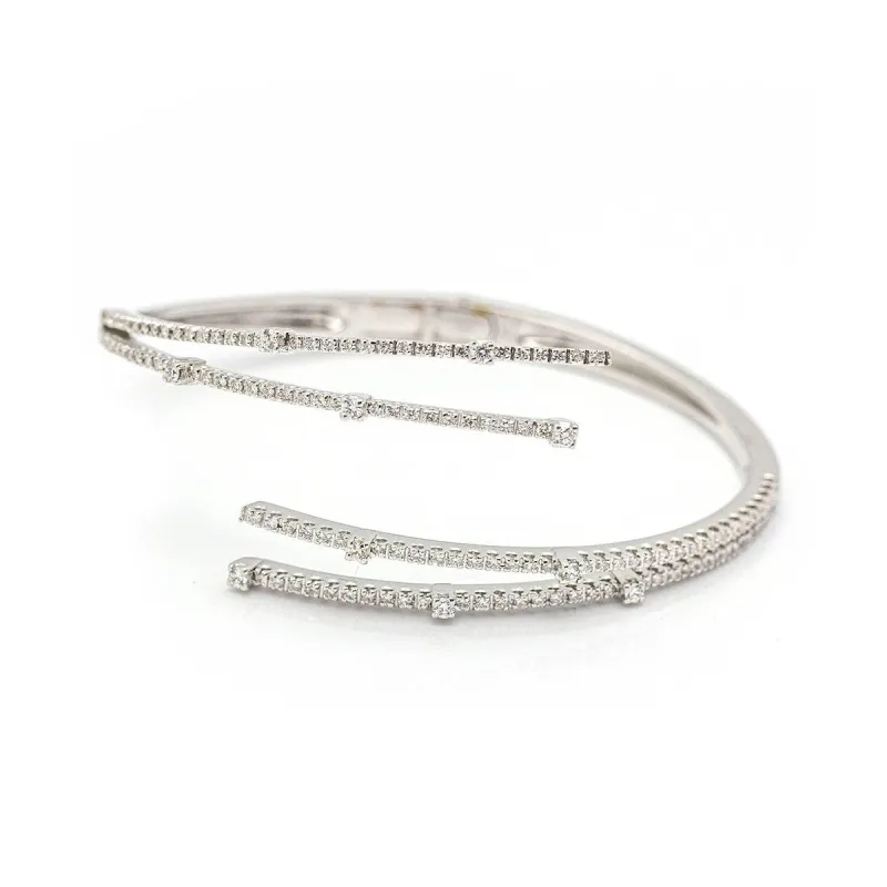 RAY - Bracelet rigide en or blanc 18 kt et diamants sold by 58 Facettes