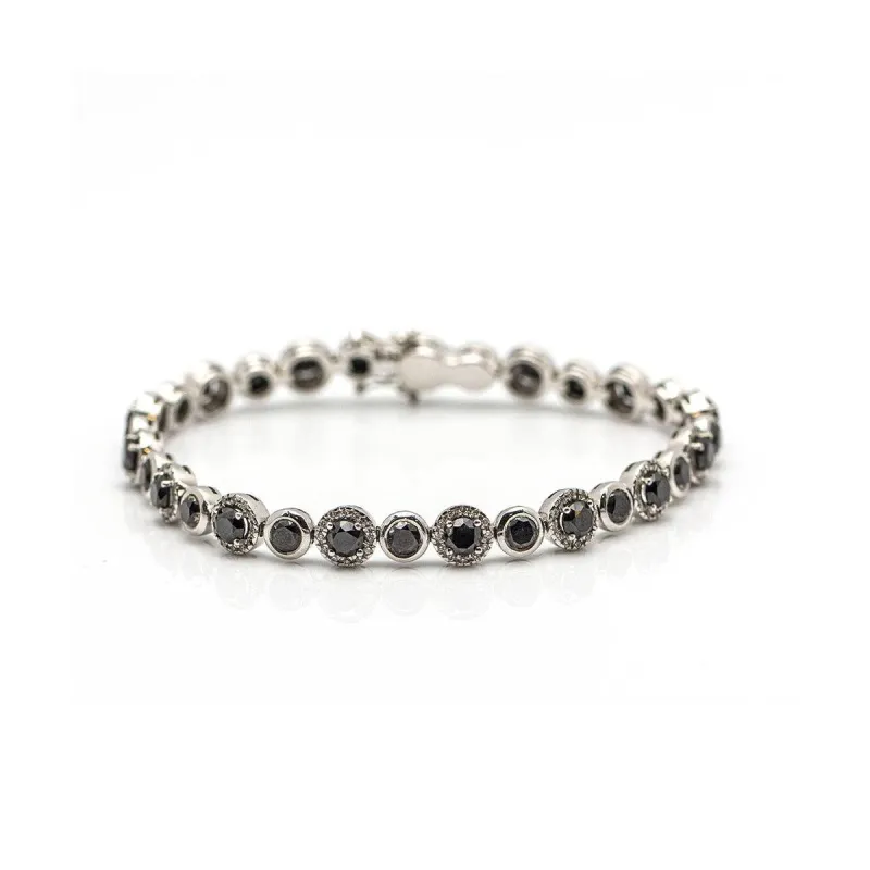 Bracelet rivière - Bracelet en or blanc 18 kt et diamants noirs sold by 58 Facettes