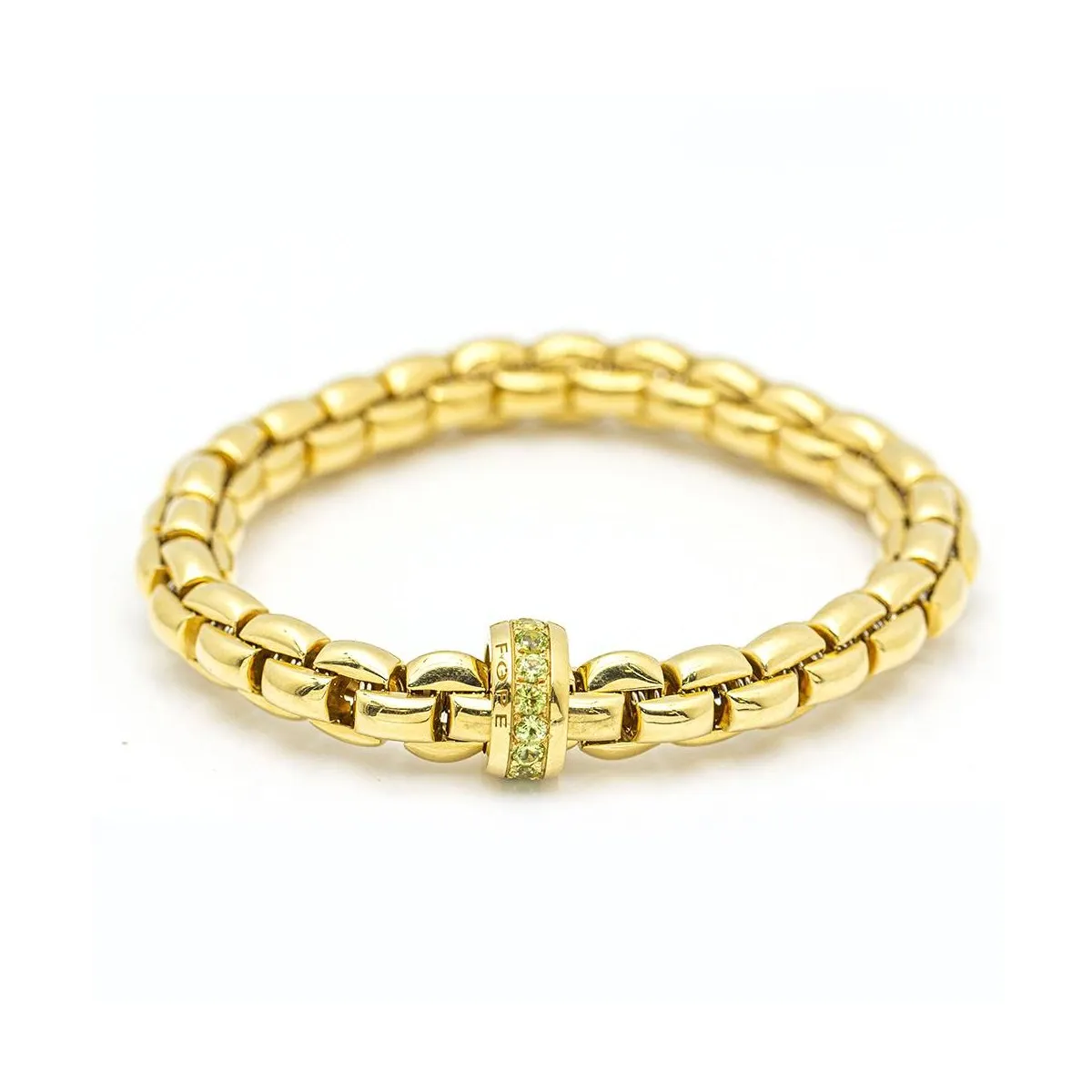 FOPE - Bracelet en maille élastique en or jaune 18 kt et péridots sold by 58 Facettes product image thumbnail 2