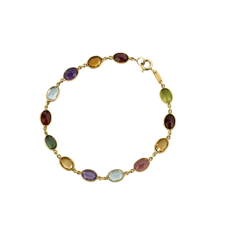Bracelet en or jaune 18 carats et pierres fines ovales sold by 58 Facettes