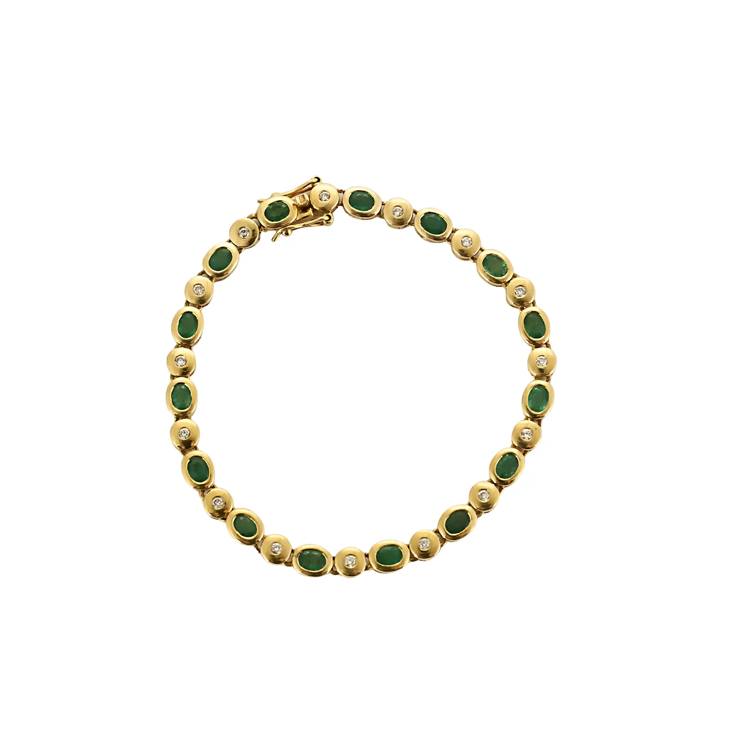 Bracelet en or jaune 18 carats à émeraudes et diamants sold by 58 Facettes