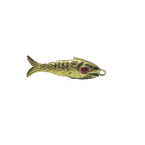 Pendentif poisson en or jaune 18 carats 5 g avec pierre rouge sold by 58 Facettes