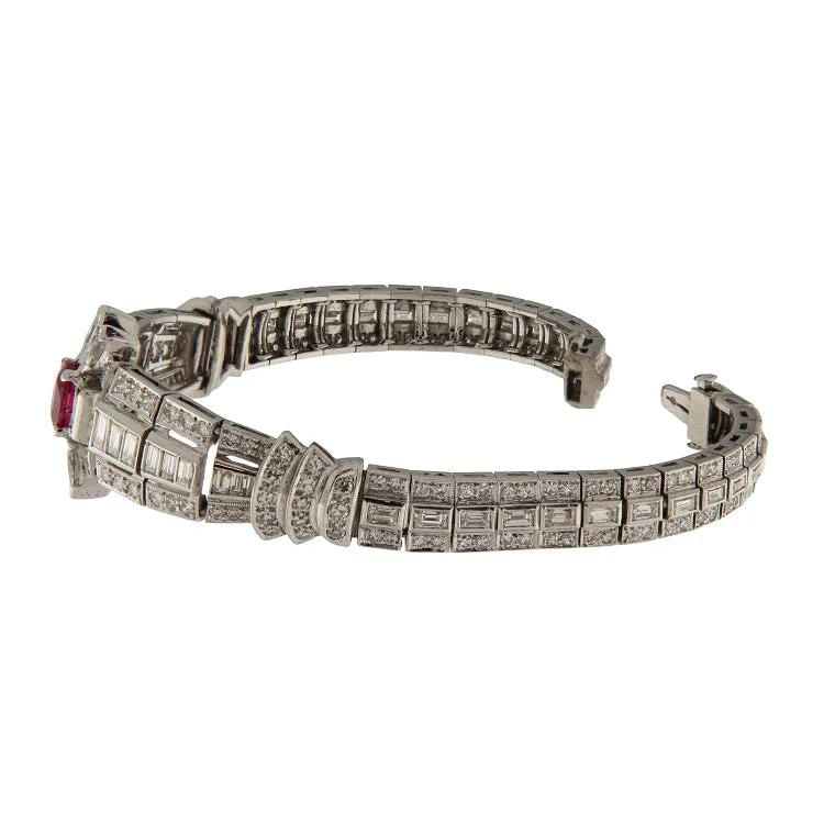 Bracciale en platine - Rubis ovale et diamants 4,22 ct sold by 58 Facettes product image thumbnail 3
