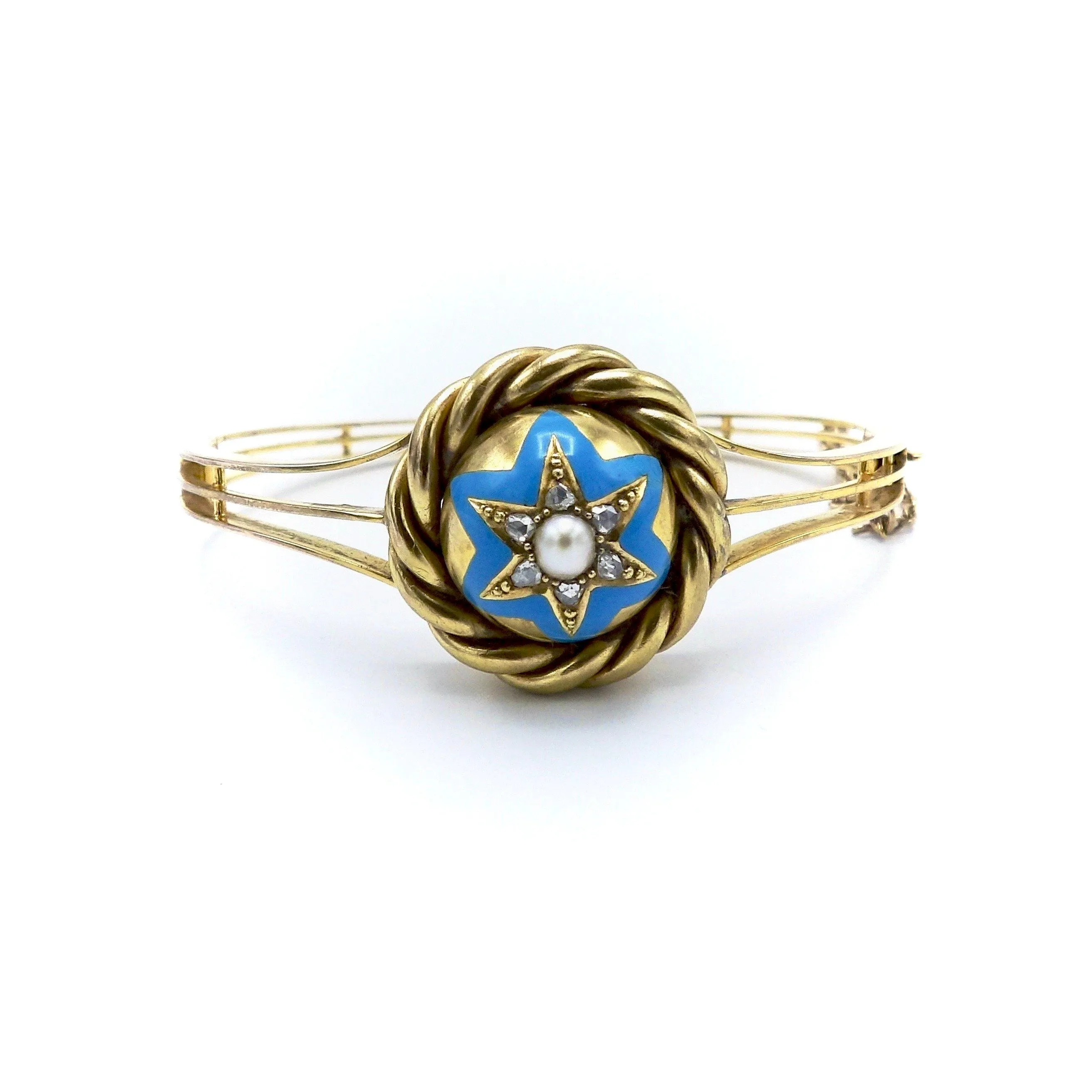 Victorien - Bracelet étoile en or jaune 14 carats, émail, perle et diamants sold by 58 Facettes product image thumbnail 3
