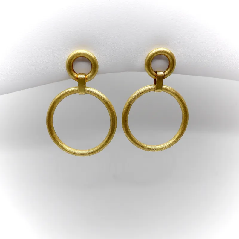 Vintage - Boucles d’oreilles double créoles en or jaune 14K made by 58 Facettes