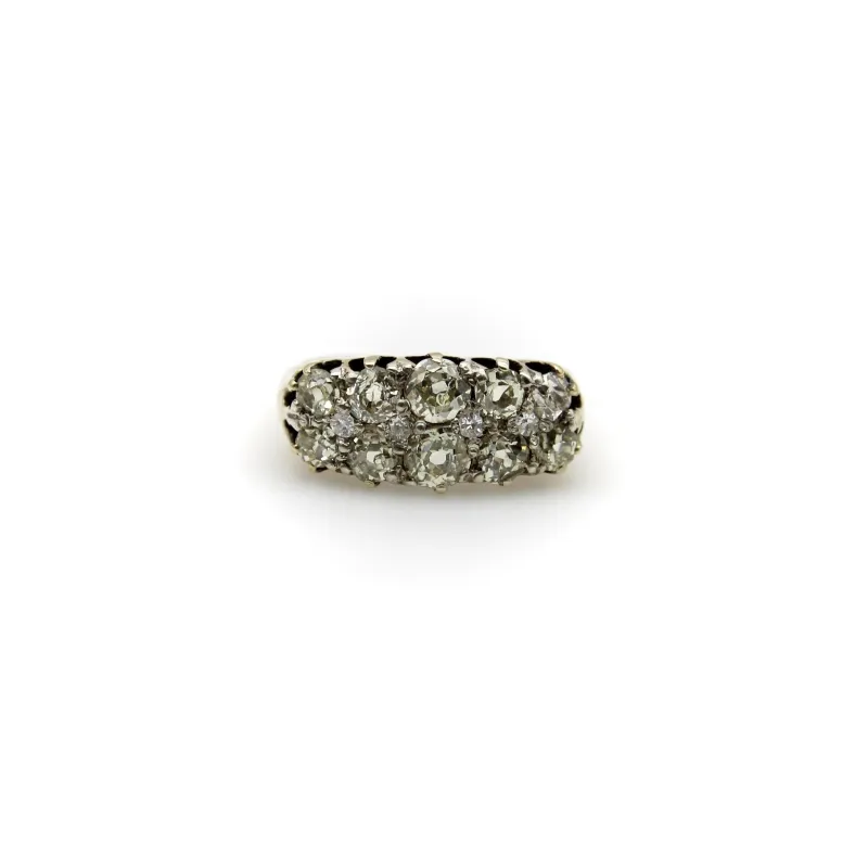 Bague victorienne - Motif allongé en or 18 carats et diamants taille ancienne made by 58 Facettes