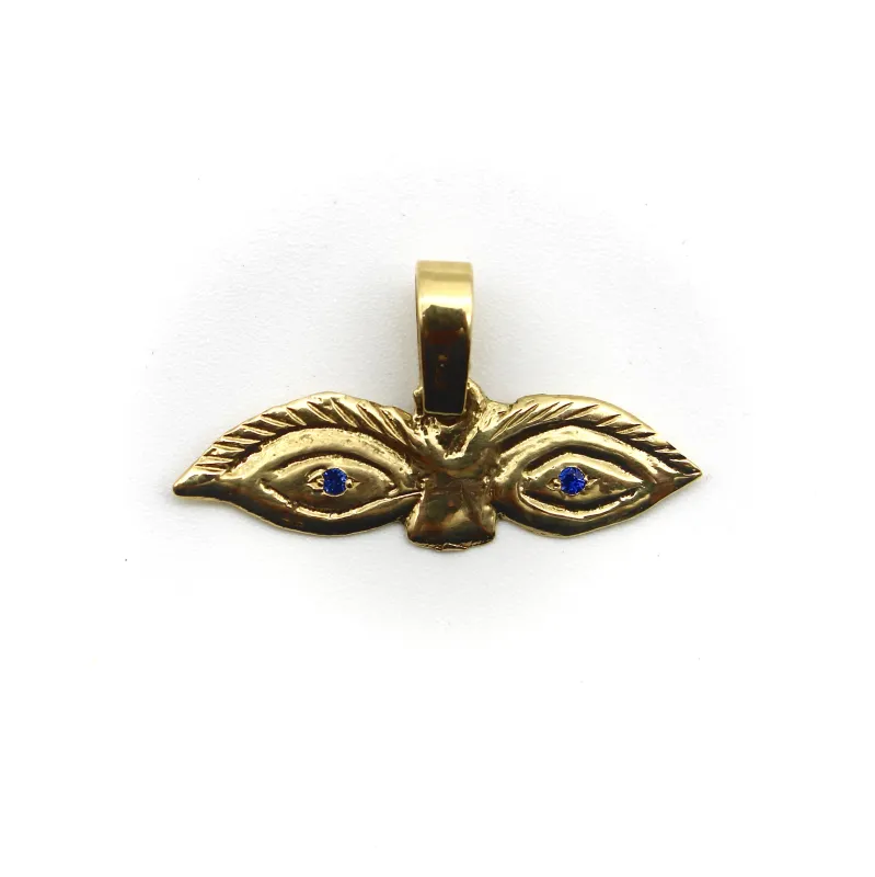 Signature - Pendentif charm œil Milagro en or jaune 14K saphirs made by 58 Facettes