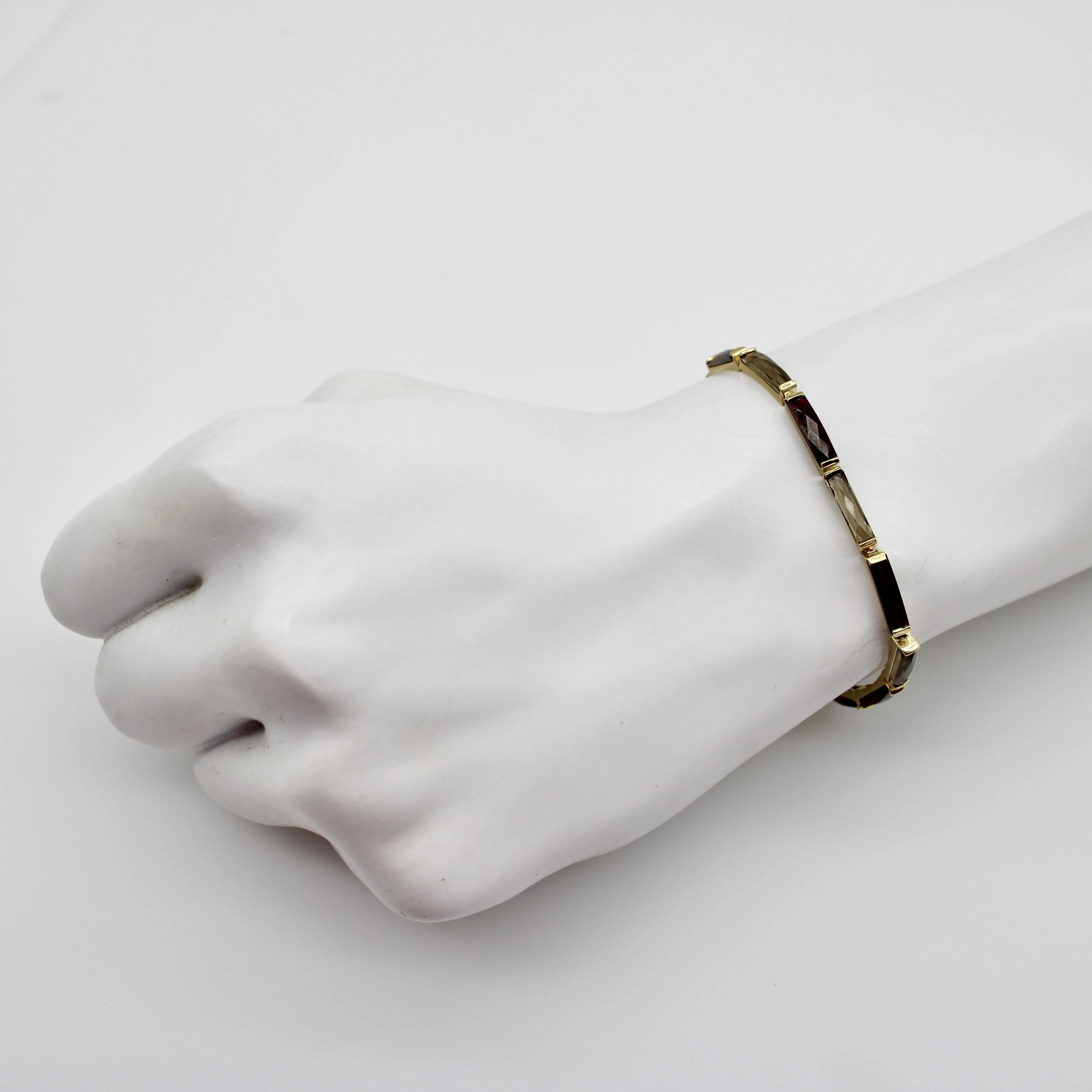 Bracelet vintage - Grenats et quartz fumé en or jaune 14k sold by 58 Facettes product image thumbnail 2