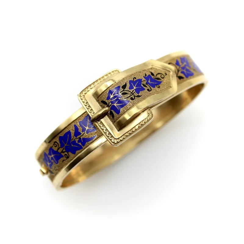 Bracelet victorien boucle et lierre émaillé en or 14K made by 58 Facettes