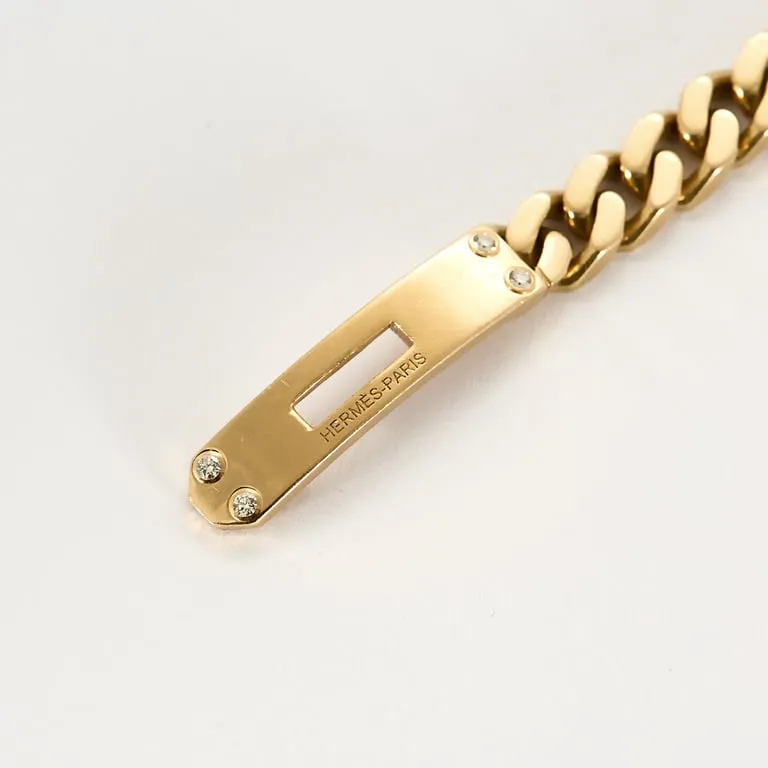Hermès Kelly - Bracelet gourmette en or rose 750 serti de diamants sold by 58 Facettes product image thumbnail 3