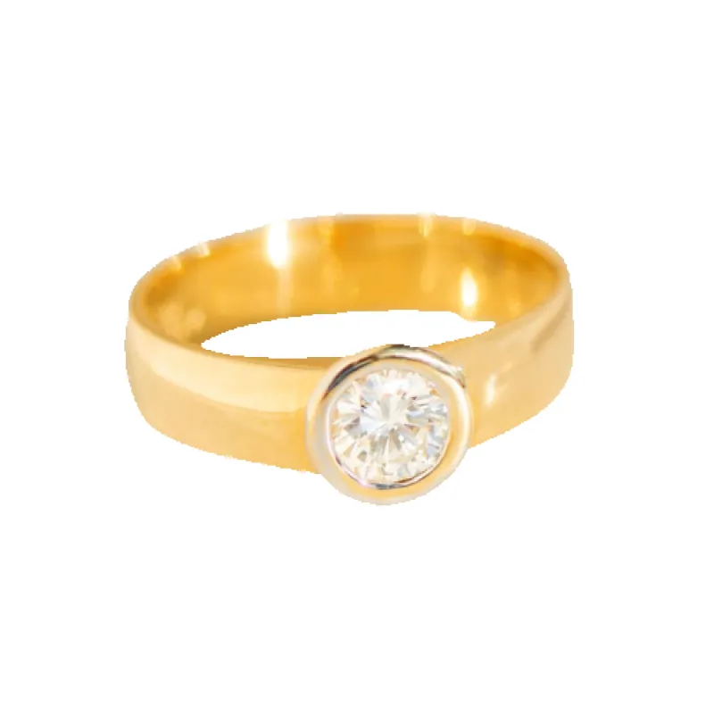 Solitär - Bague en or jaune 14 carats et diamant 0,52 ct VS1 made by 58 Facettes