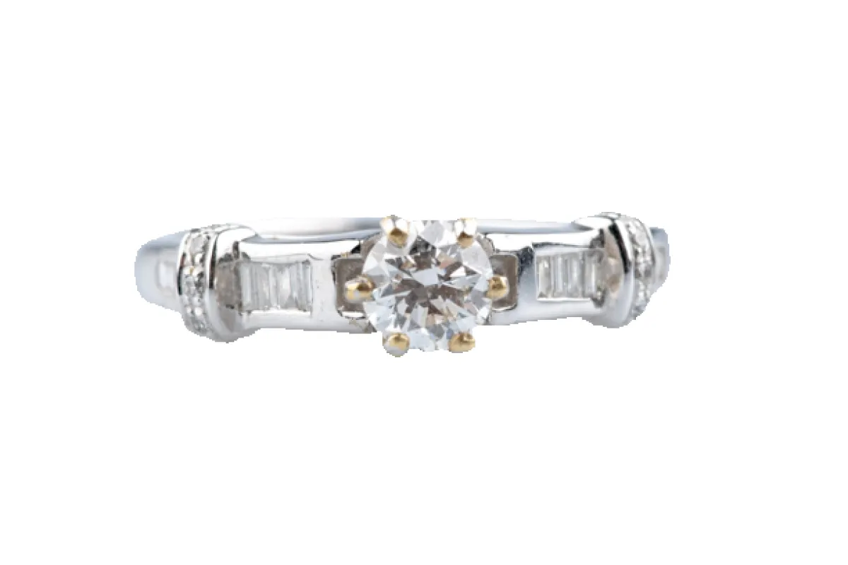 Alliance diamant en or blanc 18K avec diamants taille baguette made by 58 Facettes