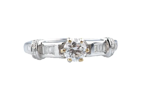 Alliance diamant en or blanc 18K avec diamants taille baguette sold by 58 Facettes