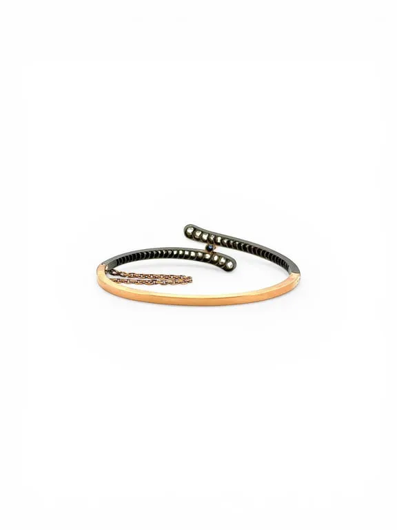 Bracelet jonc Napoléon III/Victorien - Bracelet rigide en or 18 carats, argent, diamants et saphir sold by 58 Facettes product image thumbnail 2