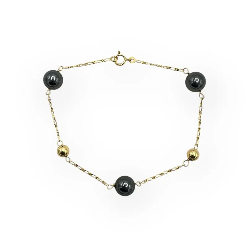 Bracelet en or jaune 750 et hématites made by 58 Facettes