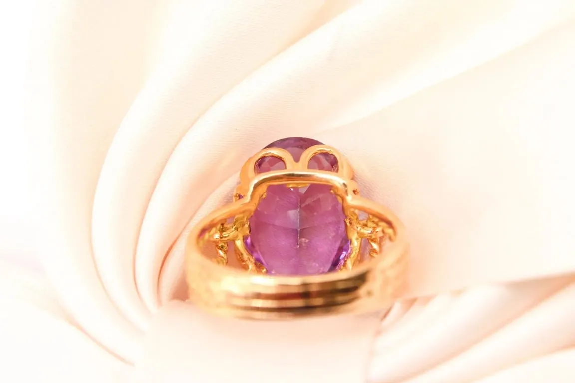 Bague motif corde en or jaune 750 sertie d’une améthyste sold by 58 Facettes product image thumbnail 5