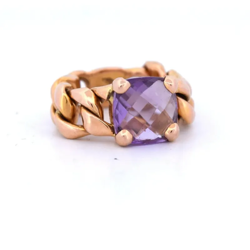Bague vintage en or 18 ct avec améthyste made by 58 Facettes