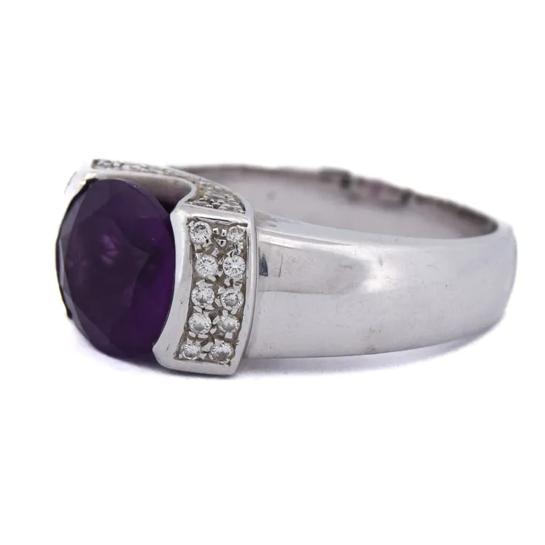 Bague vintage en or blanc 18 ct avec améthyste et diamants sold by 58 Facettes product image thumbnail 3