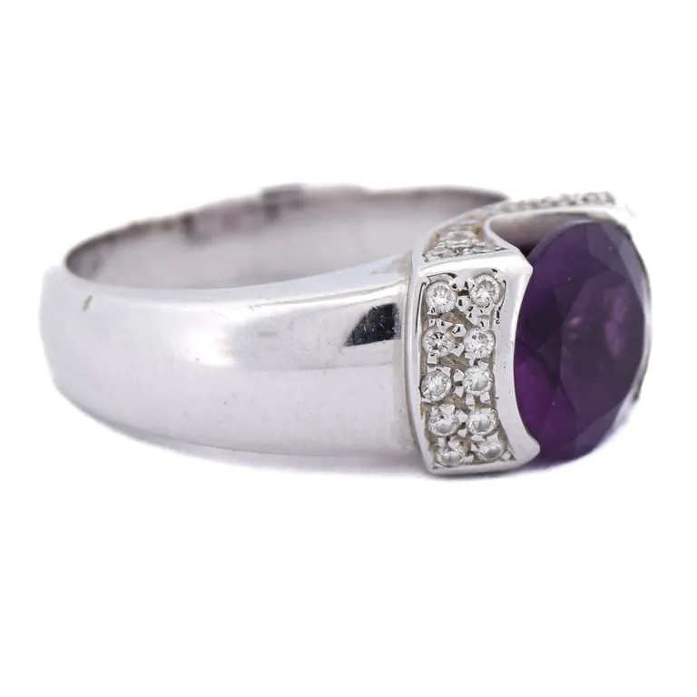 Bague vintage en or blanc 18 ct avec améthyste et diamants sold by 58 Facettes product image thumbnail 4