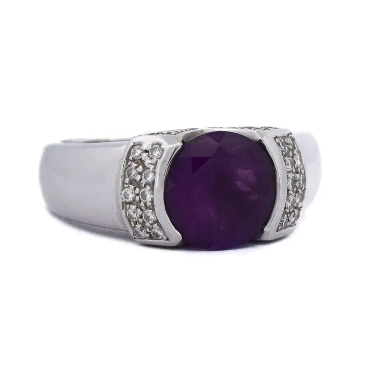 Bague vintage en or blanc 18 ct avec améthyste et diamants sold by 58 Facettes