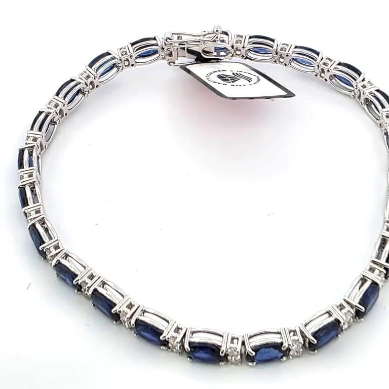 Bracelet tennis en or blanc avec saphirs et diamants sold by 58 Facettes product image thumbnail 5