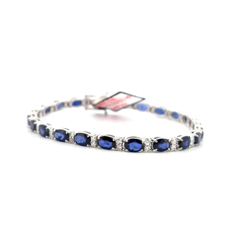 Bracelet tennis en or blanc avec saphirs et diamants sold by 58 Facettes