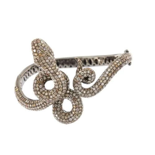 Bracelet rigide serpent en or blanc 18 ct et diamants sold by 58 Facettes product image thumbnail 4