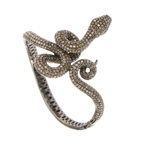 Bracelet rigide serpent en or blanc 18 ct et diamants sold by 58 Facettes