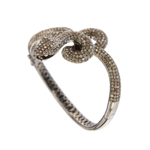 Bracelet rigide serpent en or blanc 18 ct et diamants sold by 58 Facettes product image thumbnail 5