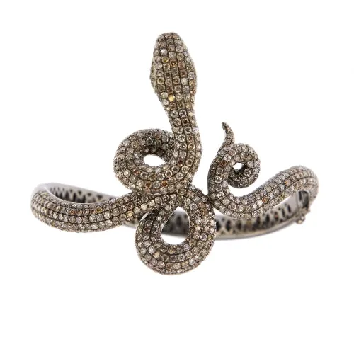 Bracelet rigide serpent en or blanc 18 ct et diamants sold by 58 Facettes product image thumbnail 3
