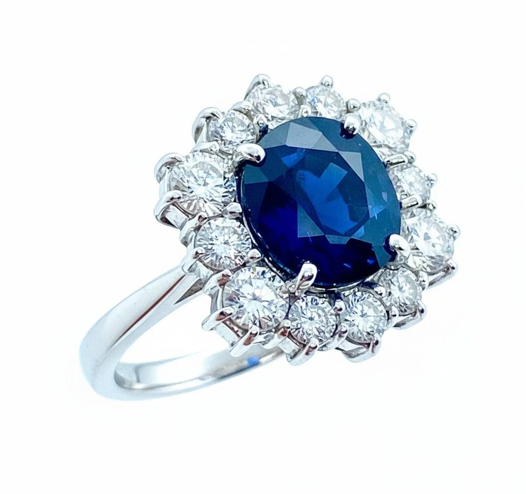 Bague marguerite hexagonale - Or blanc 18K, saphir et diamants sold by 58 Facettes product image thumbnail 4