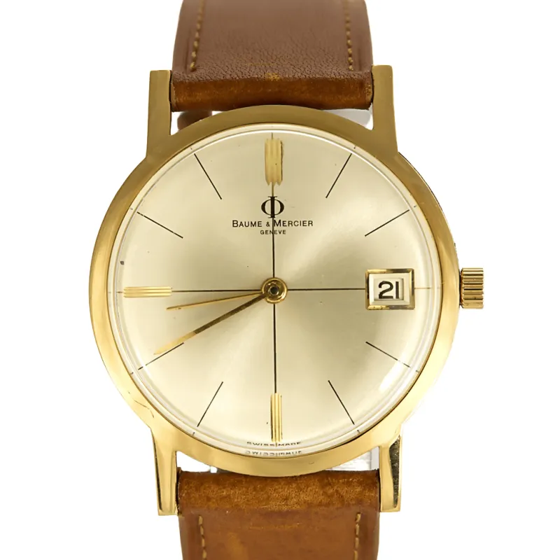 Baume et Mercier - Eterna Matic - Montre en acier plaqué or à boitier rond à mouvement automatique made by 58 Facettes