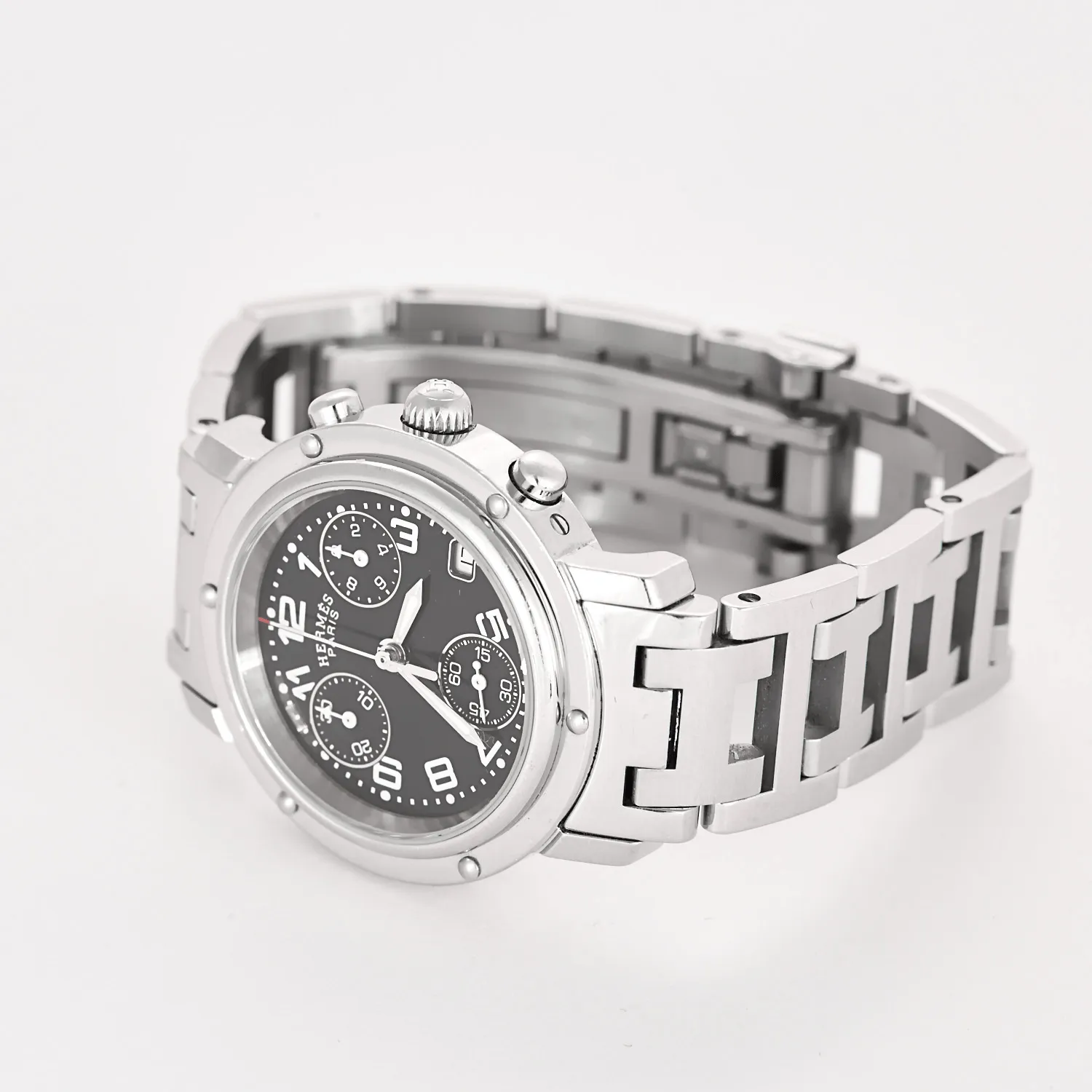 Hermès - Clipper Chrono - Montre en acier à boitier rond et à mouvement quartz sold by 58 Facettes product image thumbnail 3